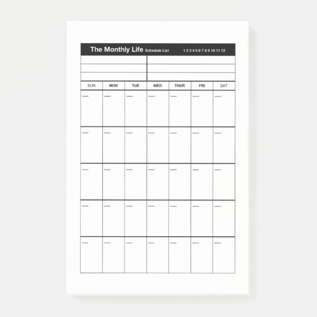 Monthly Life Planner Post-it Notes (Front)