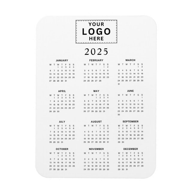 Monthly Logo Minimalist 2025 Calendar Magnet (Vertical)