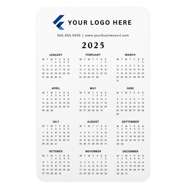 Monthly Logo Minimalist 2025 Calendar Magnet (Vertical)