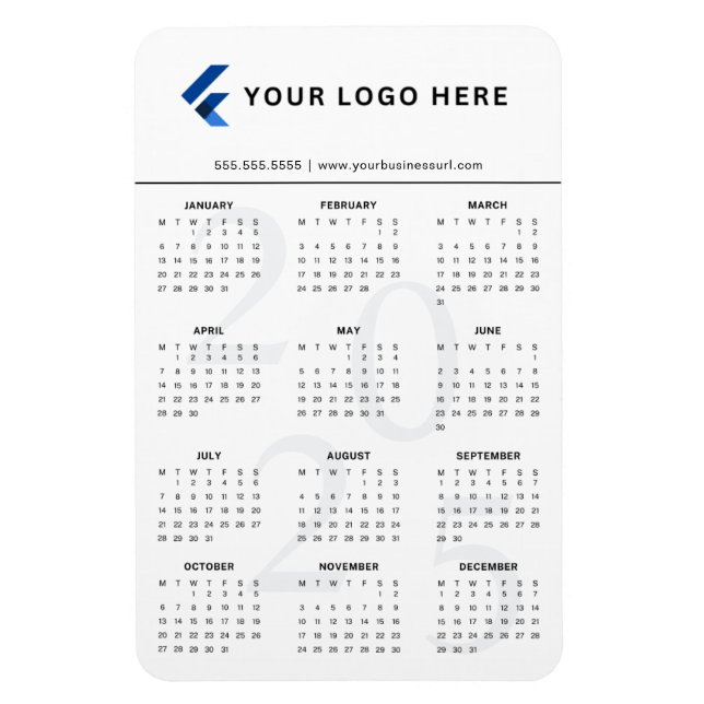 Monthly Logo Minimalist 2025 Calendar Magnet (Vertical)