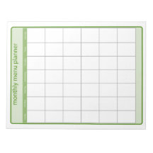 Monthly Menu Planner Notepad