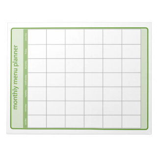 Monthly Menu Planner Notepad