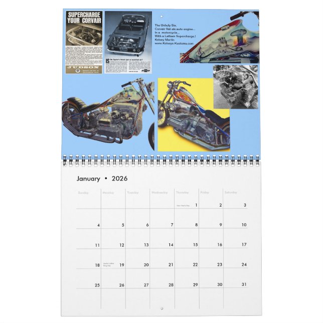 Monthly Motorcycle Marvels 2016 Calendar (Jan 2026)