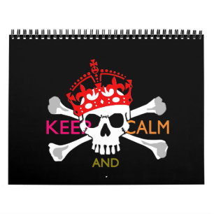 Monthly Personalised KEEP CALM AND Your Text Skull Calendar