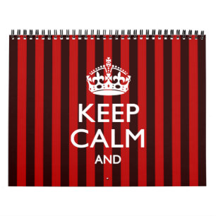 Monthly Personalised KEEP CALM Red Your Text Calendar