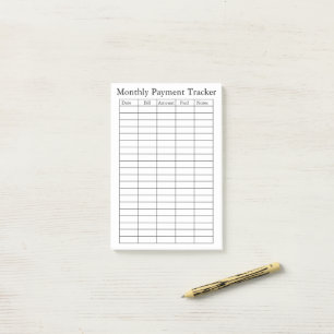 Monthly Personalised Payment Tracker Post-it Notes
