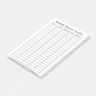 Monthly Personalised Payment Tracker Post-it Notes