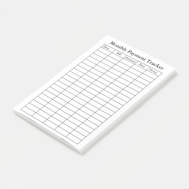 Monthly Personalised Payment Tracker Post-it Notes (Angled)
