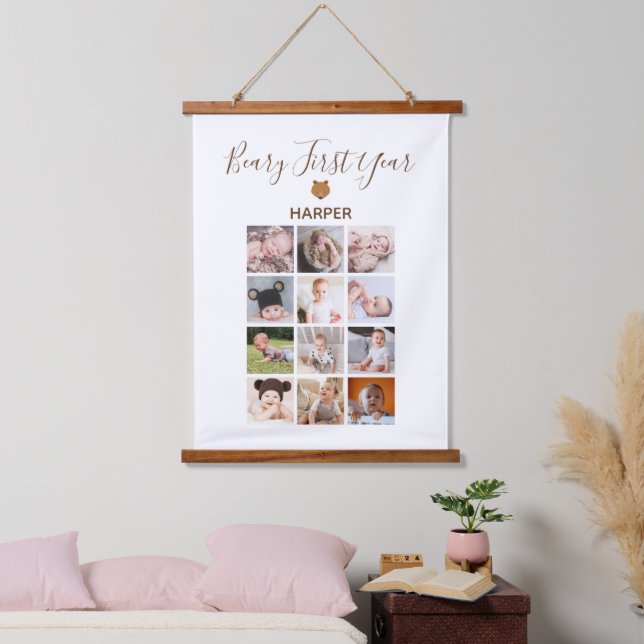 Monthly Photo Baby First Year Hanging Tapestry (Bedroom)