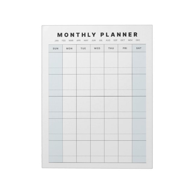 Monthly Planner Notepad (Rotated)