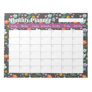Monthly Planner Spring Colorful Flowers  Notepad