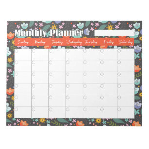Monthly Planner Spring Colorful Flowers  Notepad