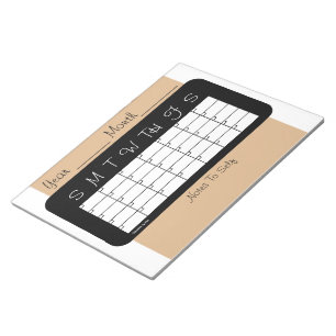 Monthly Planner Tan Calendar by Janz Notepad