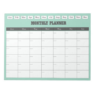Monthly Planner Teal Simple Calendar Notepad