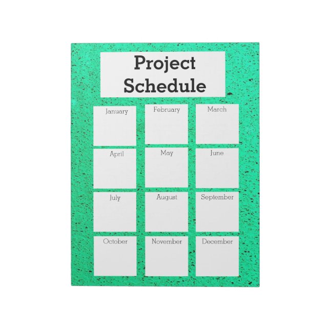 Monthly project schedule green rough print notepad (Rotated)