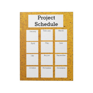Monthly project schedule orange rough print  notepad
