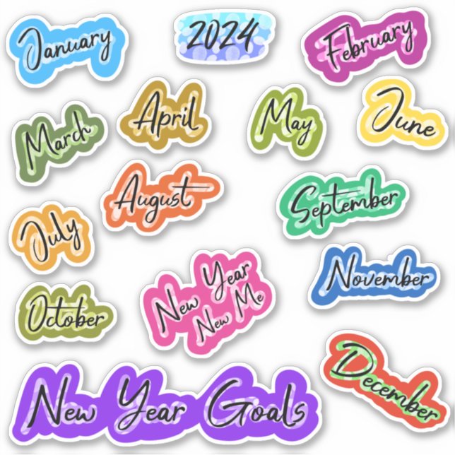 Monthly Stickers 2024 Journal Sticker Pack (Front)