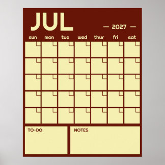 Monthly Undated Bold Vibrant Colour Wall Calendar Poster