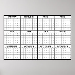 Monthly Undated Minimal Wall Planner Calendar Poster