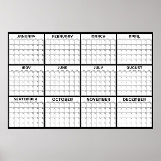 Monthly Undated Minimal Wall Planner Calendar Poster