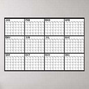Monthly Undated Minimalist Wall Planner Calendar Poster
