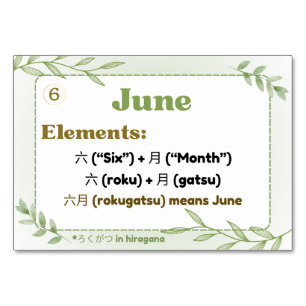 Months in Japanese (Flash Cards) Table Number