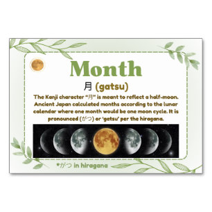 Months in Japanese (Flash Cards) Table Number