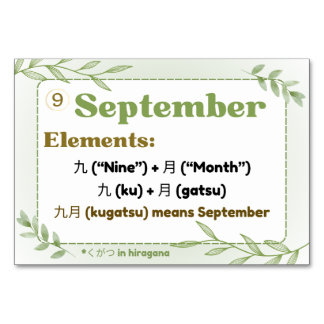 Months in Japanese (Flash Cards) Table Number