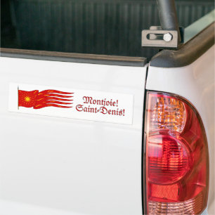Montjoie! Saint-Denis! Red Oriflamme with Sun Bumper Sticker