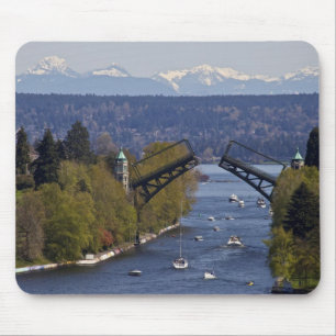 Montlake Bridge and Cascade Mountains Mouse Pad