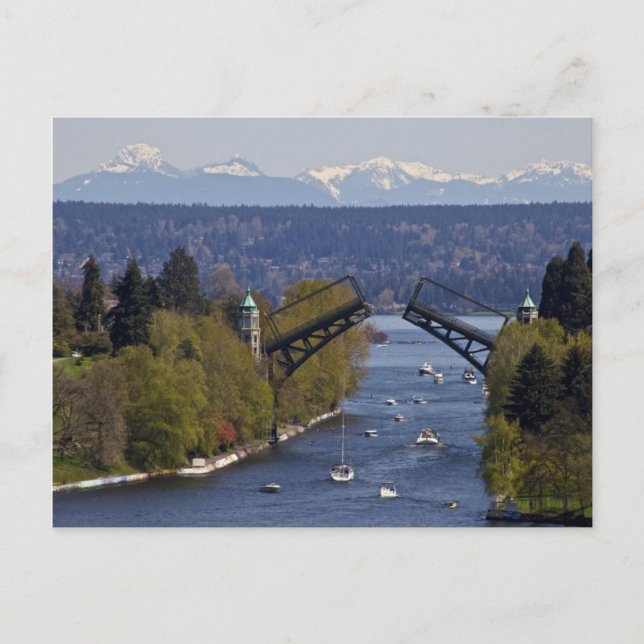 Montlake Bridge and Cascade Mountains Postcard (Front)