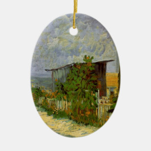 Montmartre Path and Sunflowers by Vincent van Gogh Ceramic Ornament