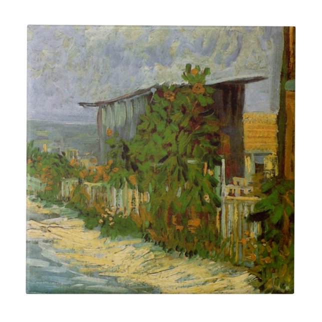 Montmartre Path and Sunflowers by Vincent van Gogh Ceramic Tile (Front)