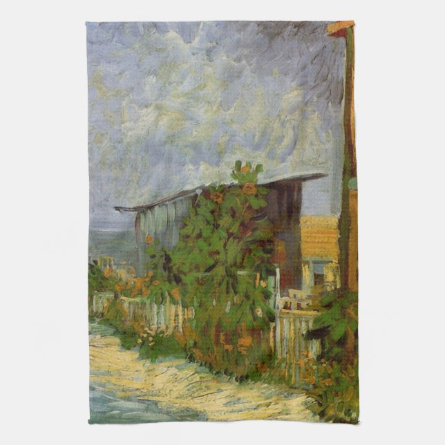 Montmartre Path and Sunflowers by Vincent van Gogh Tea Towel (Vertical)