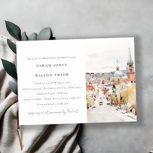 Montpelier City Scape Vermont Reheasal Dinner Invitation