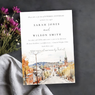 Montpelier City Scape Vermont Wedding Anniversary Invitation
