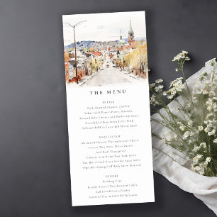 Montpelier City Scape Vermont Wedding Menu Card