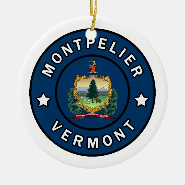 Montpelier Vermont Ceramic Ornament (Front)
