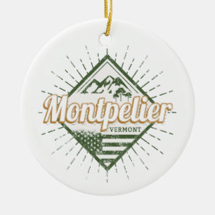 Montpelier Vermont City United States Vintage USA Ceramic Ornament
