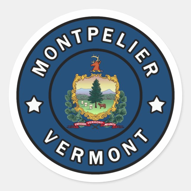 Montpelier Vermont Classic Round Sticker (Front)