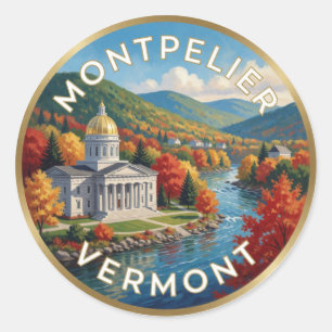 Montpelier Vermont Green Mountains 🍁 Classic Round Sticker