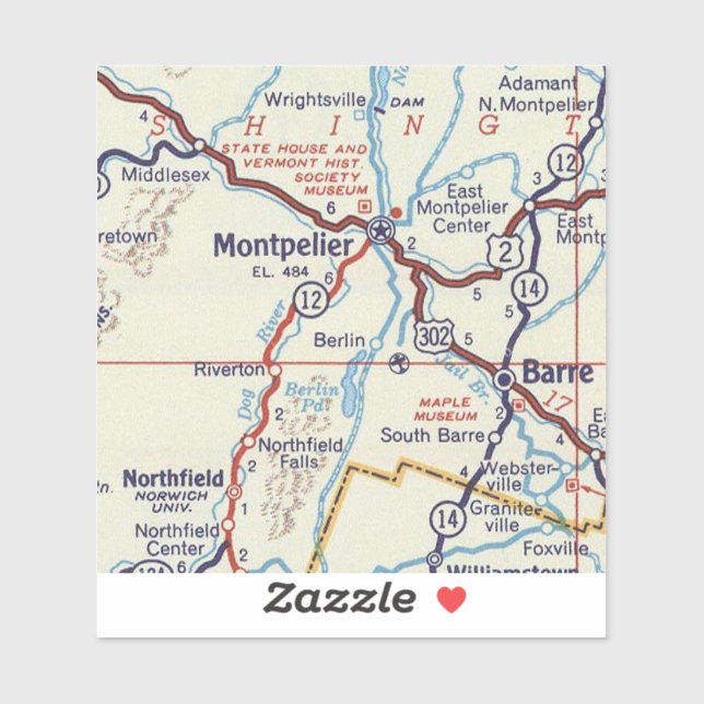 Montpelier VT Retro Map (Sheet)