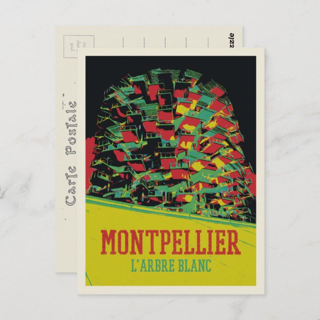 Montpellier Arbre blanc illustration France Postcard (Front/Back)
