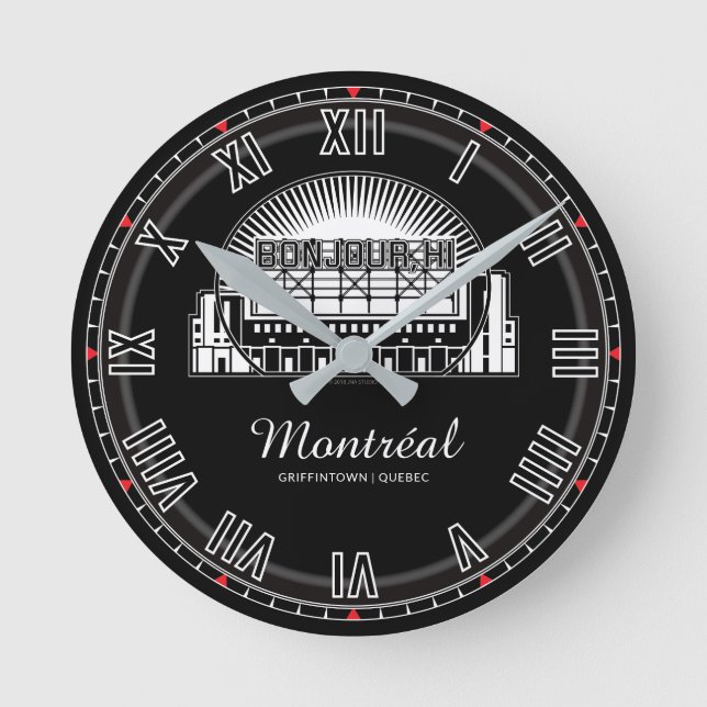 Montréal Bonjour Hi Round Clock (Front)
