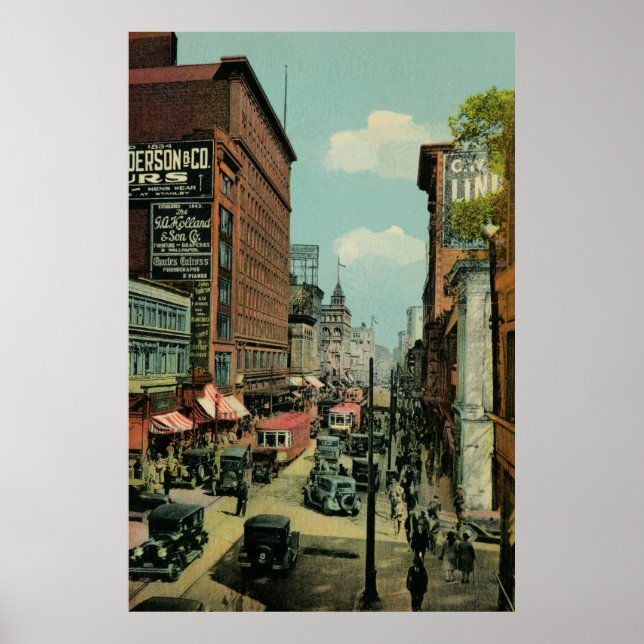 Montreal busy St. Catherine Street 1920s Poster (Front)