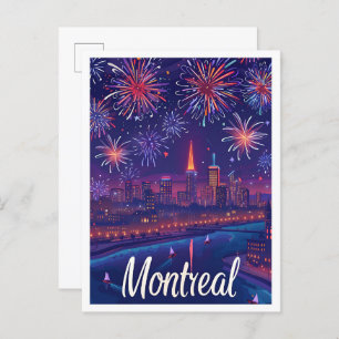 Montreal Canada Artistic Travel Illustration Postcard