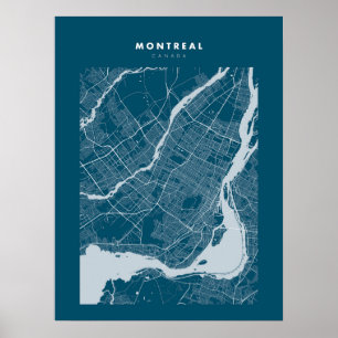 Montreal - Canada Dark Blue City Map Poster