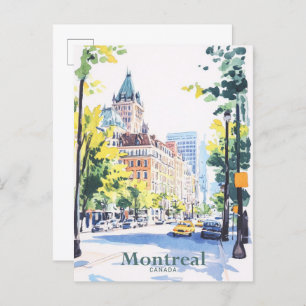Montreal Canada Gouache Paint Illustration Travel Postcard