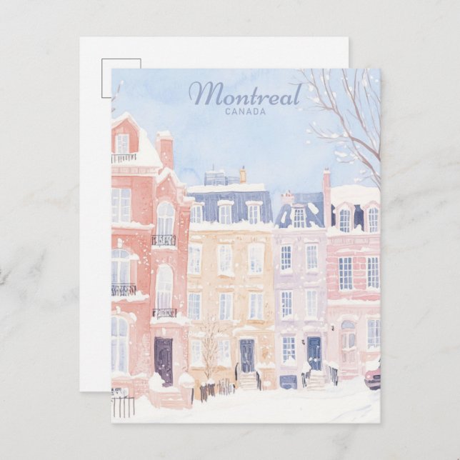 Montreal Canada Gouache Paint Illustration Travel Postcard (Front/Back)