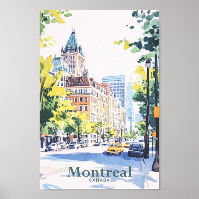 Montreal Canada Gouache Paint Illustration Travel Poster (Front)